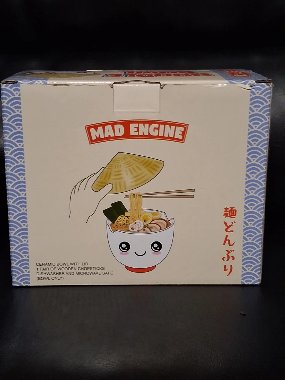 Mad Engine Ceramic Noodle Bowl with Lid & Chopsticks